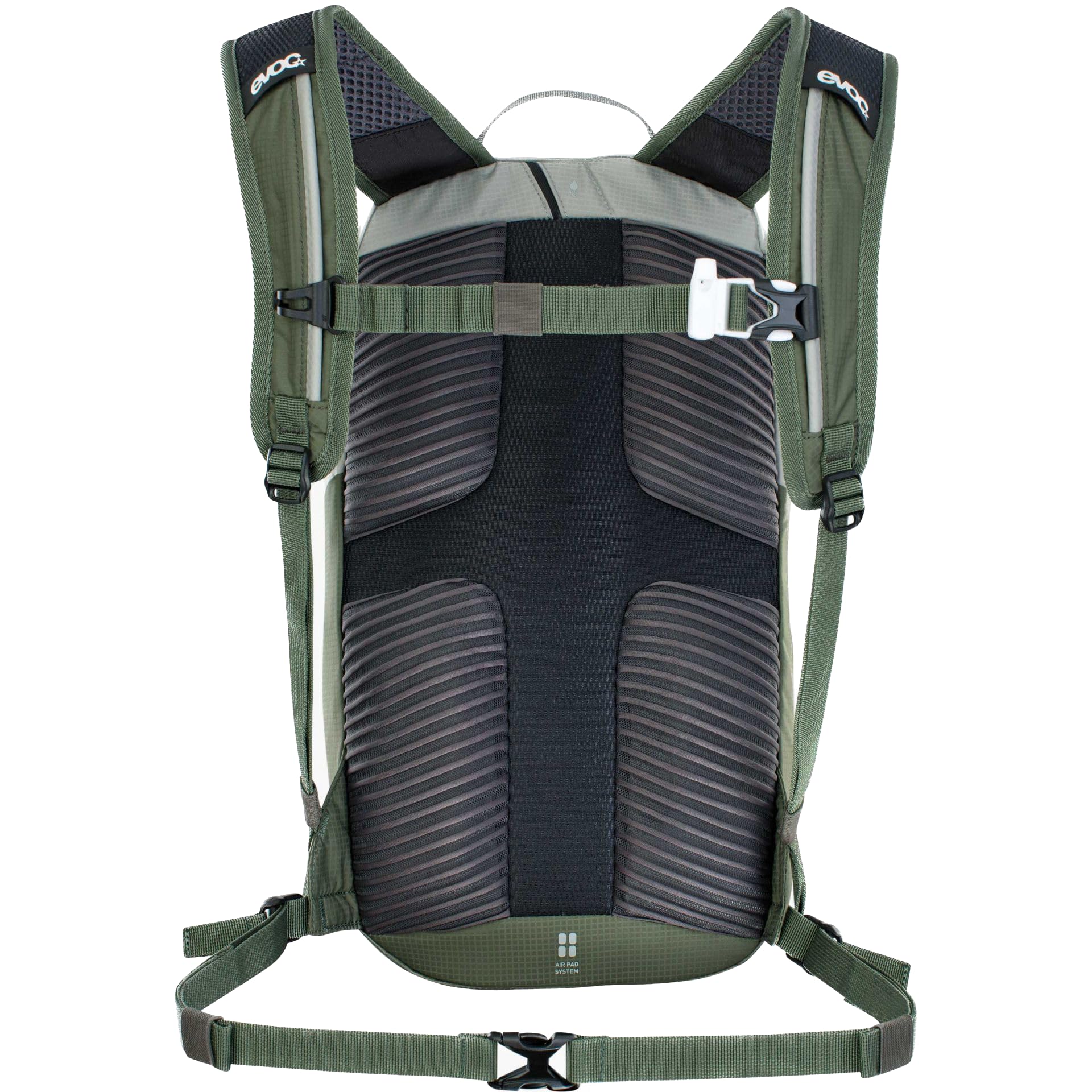 Evoc Mochila para bicicleta RIDE 8 Mochila para bicicleta para senderos y otras actividades (gestión inteligente de los bolsillos, ventilada con acolchado dorsal AIR-PAD), gris piedra/olivo oscuro