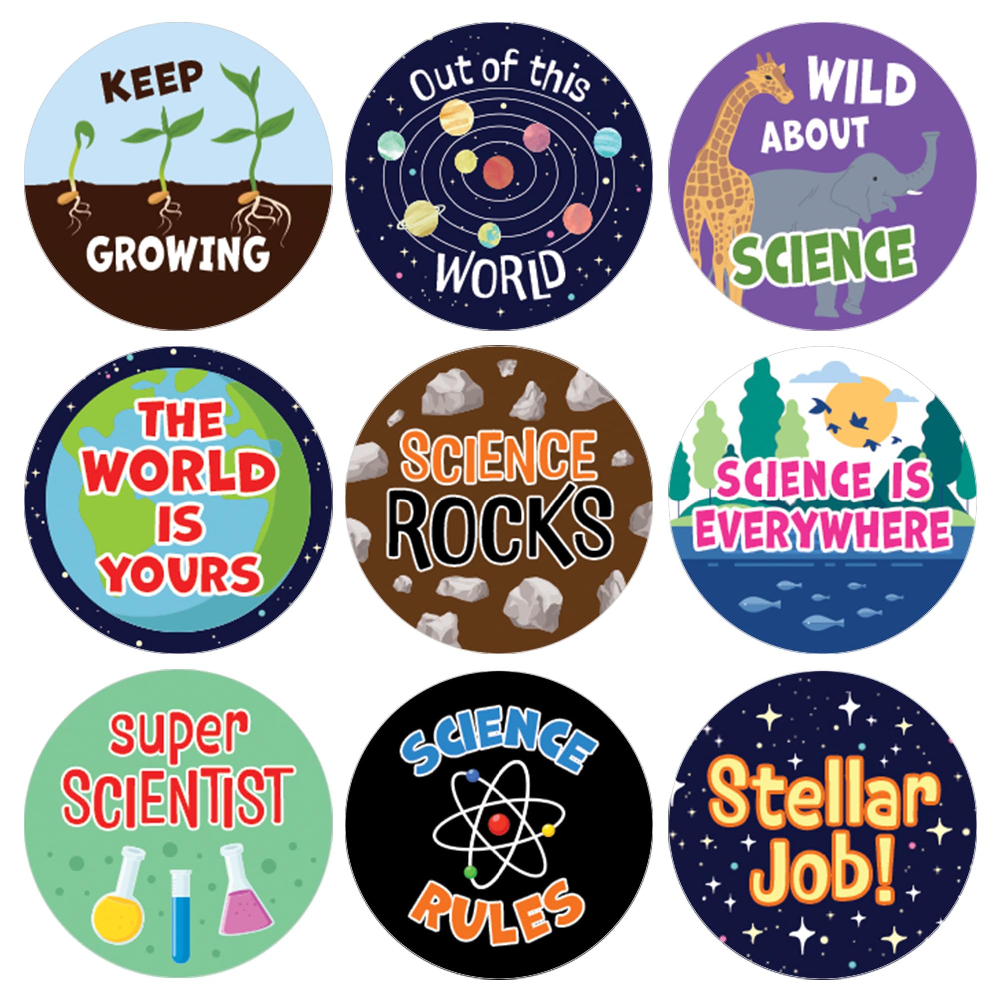 Science Teacher Reward Stickers for Kids - Motivational Grading Stickers for Student Incentives - 1,080 ct (Science Rocks)