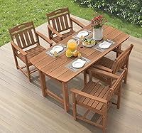 Vista 11 de Ciokea HDPE - Juego de comedor al aire libre, juego de mesa y sillas de patio de 7 piezas con agujero para paraguas, juegos de comedor de patio