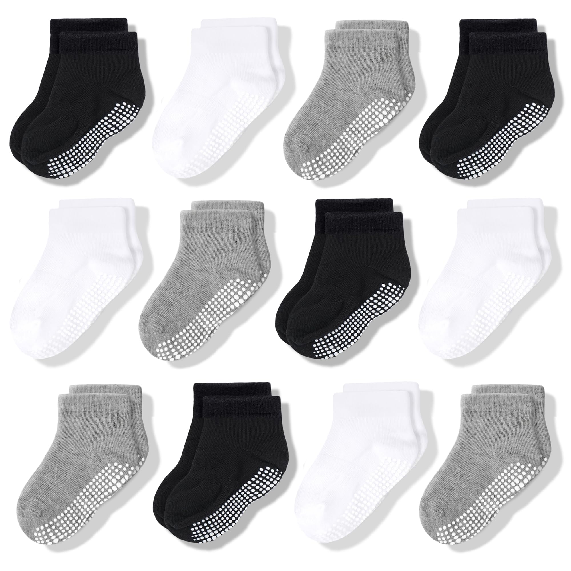 CozyWay Non-Slip Socks with Grippers - Ankle Style for Little Girls and Boys, Infants, Toddlers, Children