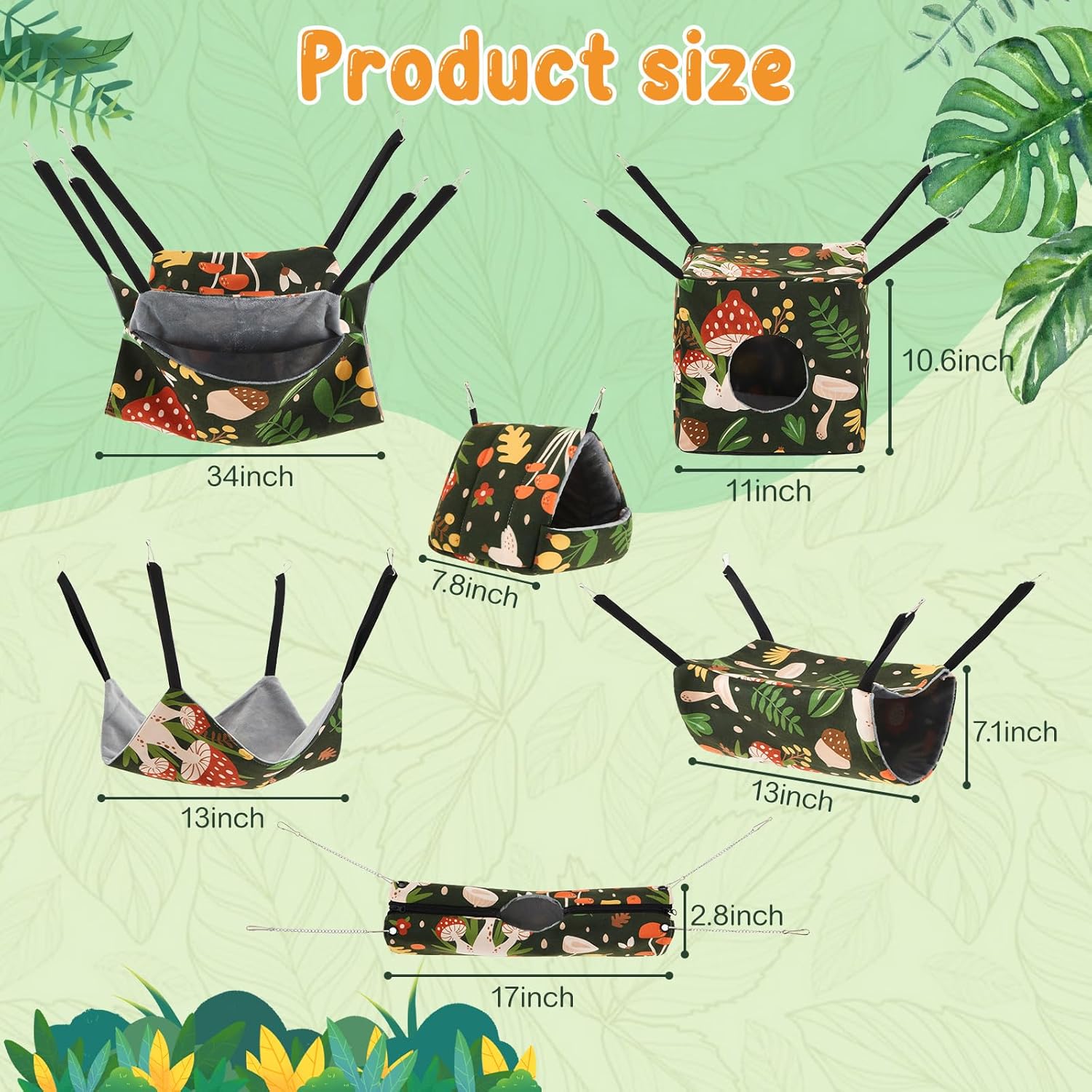 6 Pack Ferret Rat Hammock Set Guinea Pig Hideout Bed, Pet Hanging Tunnel Glider Toy Washable Large Hammock Toy Hideout Cage Accessories for Animals Squirrel, Bunny Chinchillas Hamster 2 81Jcy1 IZ1L. AC SL1500