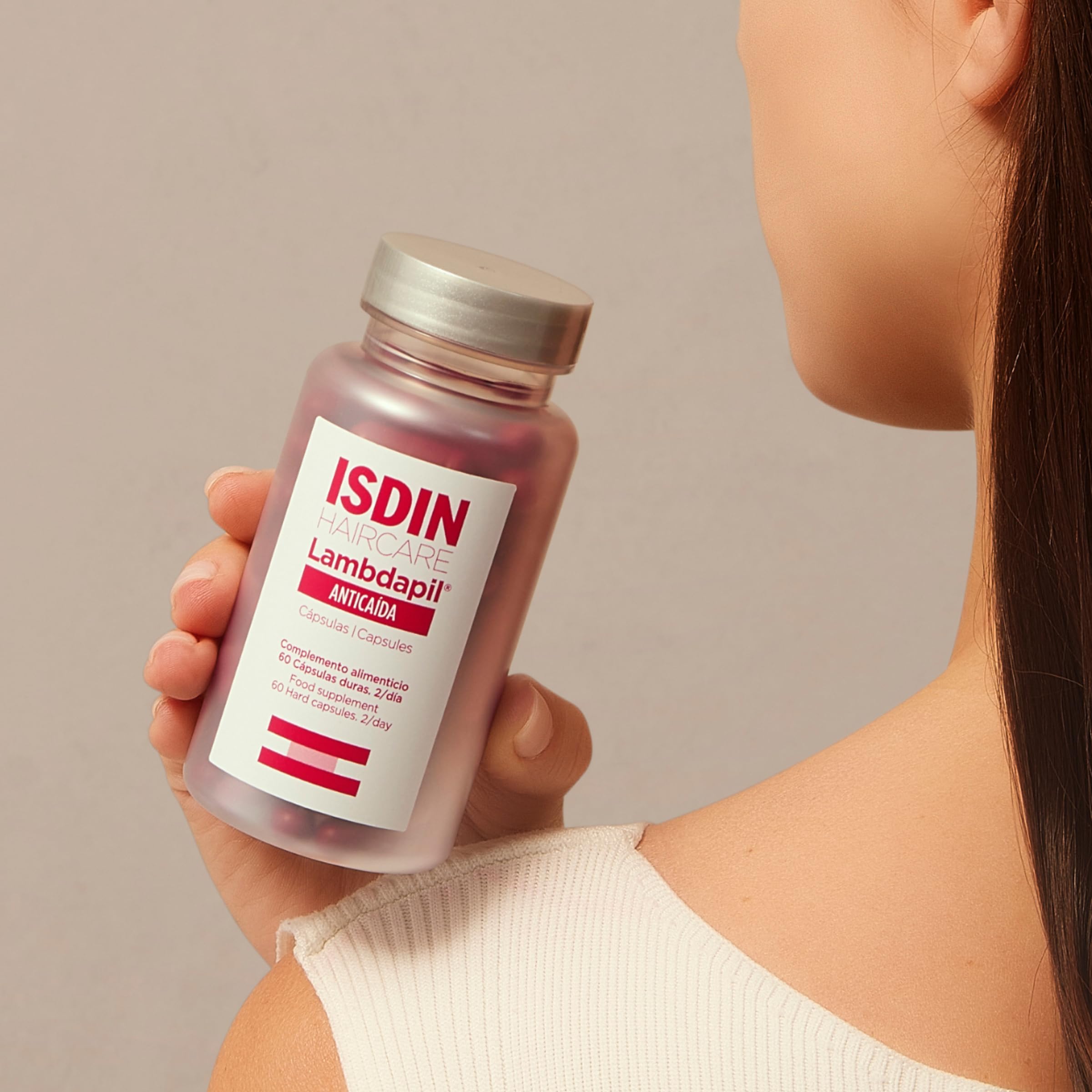 ISDIN Lambdapil 5 Alfa Plus 60 Cápsulas Anticaída del Cabello Complemento Alimenticio Zinc Biotina Serenoa repens Vitaminas Grupo B