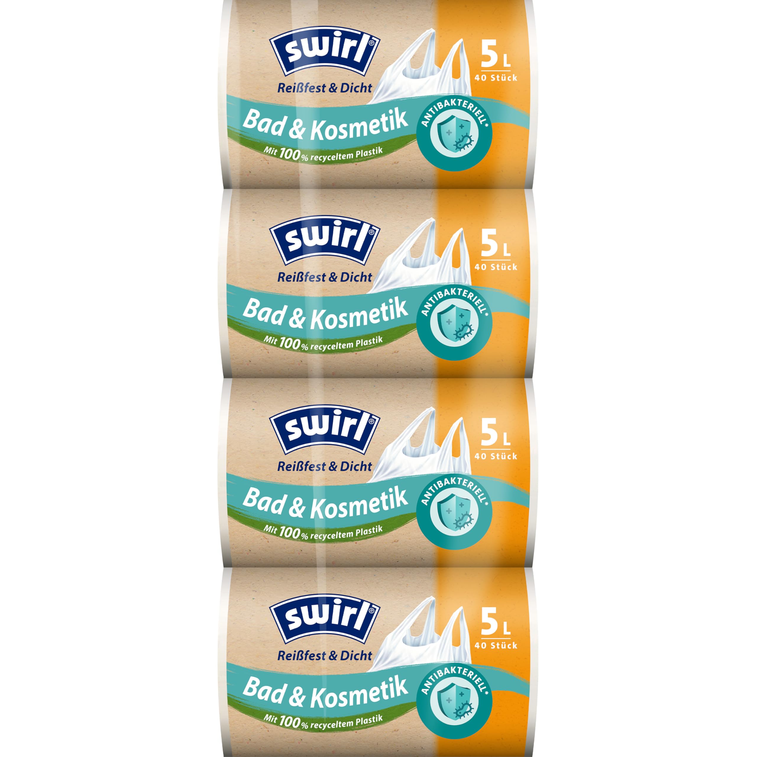 Swirl Tragegriff-üllbeutel, 20 Liter, Antibakteriell, 4 Rollen It Je