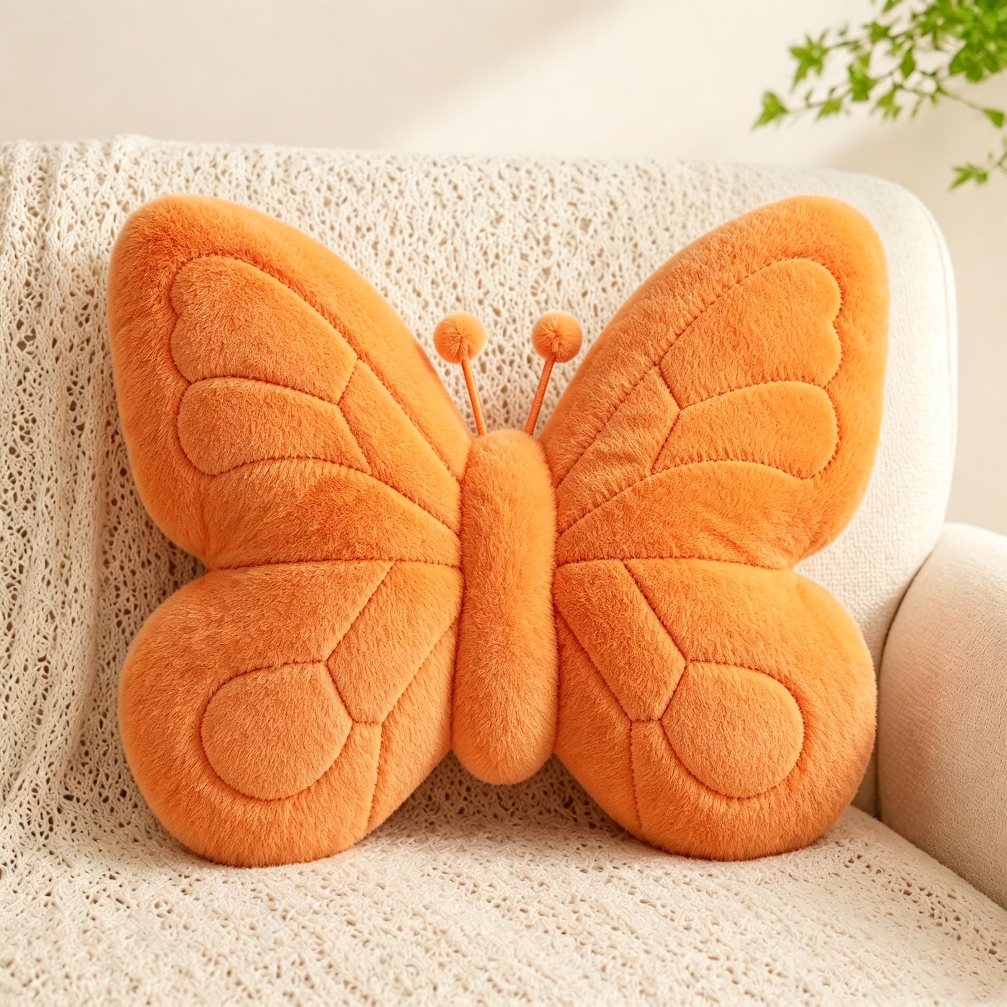 CANGHI Butterfly Pillow,Butterfly Throw Pillow Orange15 x18 Plush Cushion