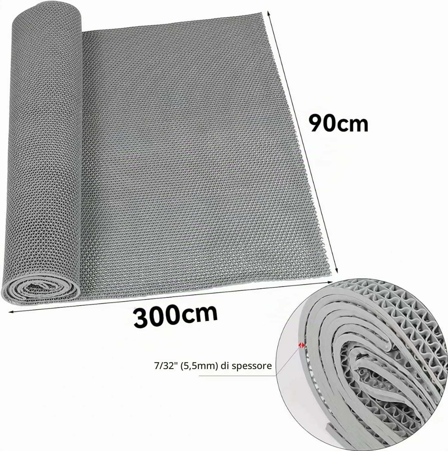 BWKJMY Tappetino antiscivolo per drenaggio, spessore 5.5 mm, tappetino in gomma commerciale, garage, piscine, ristoranti, bar, bagno, patio, esterni, interni, tappeto impermeabile grigio