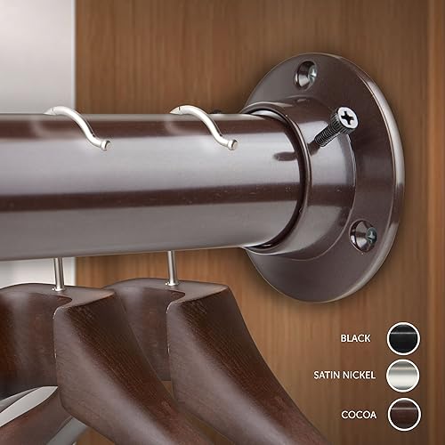 Miniatura 2 de Rod Desyne C-1945-DP150-287 Barra de armario ajustable de alta resistencia de 1.5 pulgadas con juego de enchufes, 28 x 48, cacao