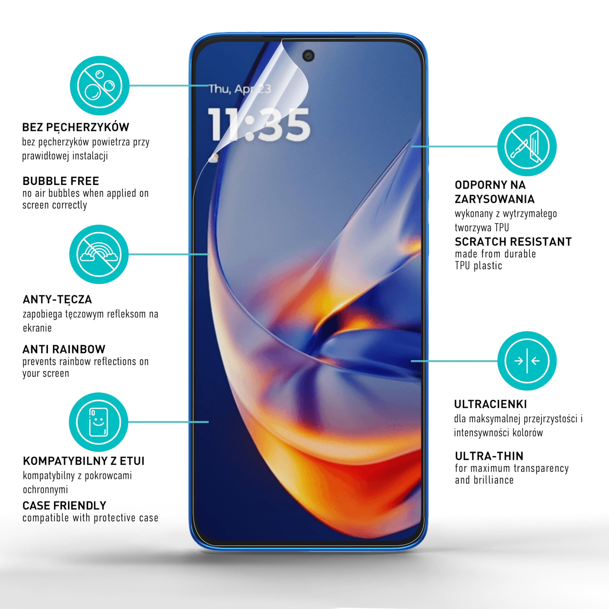 smartect Folia Ochronna TPU [2 + 2 Sztuki] dla Motorola Edge 50 Neo, Ekranu + Kamera, Zakrywa cały wyświetlacz, Ochraniacz Ekranu bez Pęcherzyków, Bez Odcisków palców