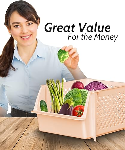 Miniatura 6 de Skywin Contenedores de almacenamiento apilables para despensa, paquete de 8 contenedores apilables para organizar alimentos, cocina y baño