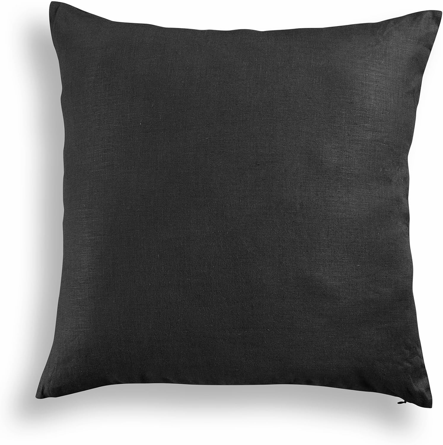 Solino Home Decorative Linen Black Pillow Cover 20 x 20 Inch - 100% European Flax Throw Pillow Case with Invisible Zipper - Montauk, Accent Cushion Cover for Couch, Sofa, Bed, Chair