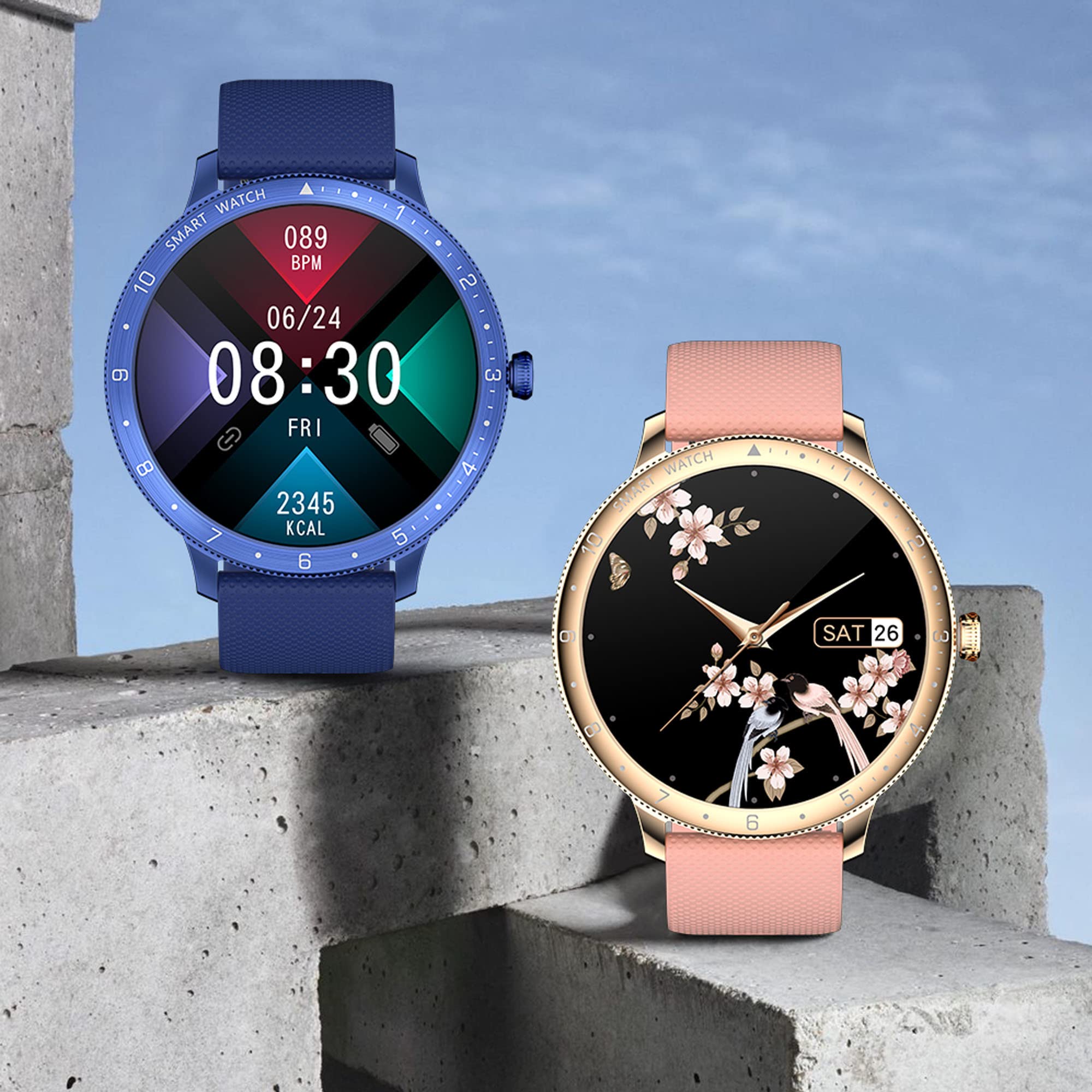 Montre Connectée Femme 2022 avec Appel/Numérotation Bluetooth Smartwatch Sport IP67 avec Lecteur de Musique Fonction Féminine Podomètre Fréquence Cardiaque Bracelet
