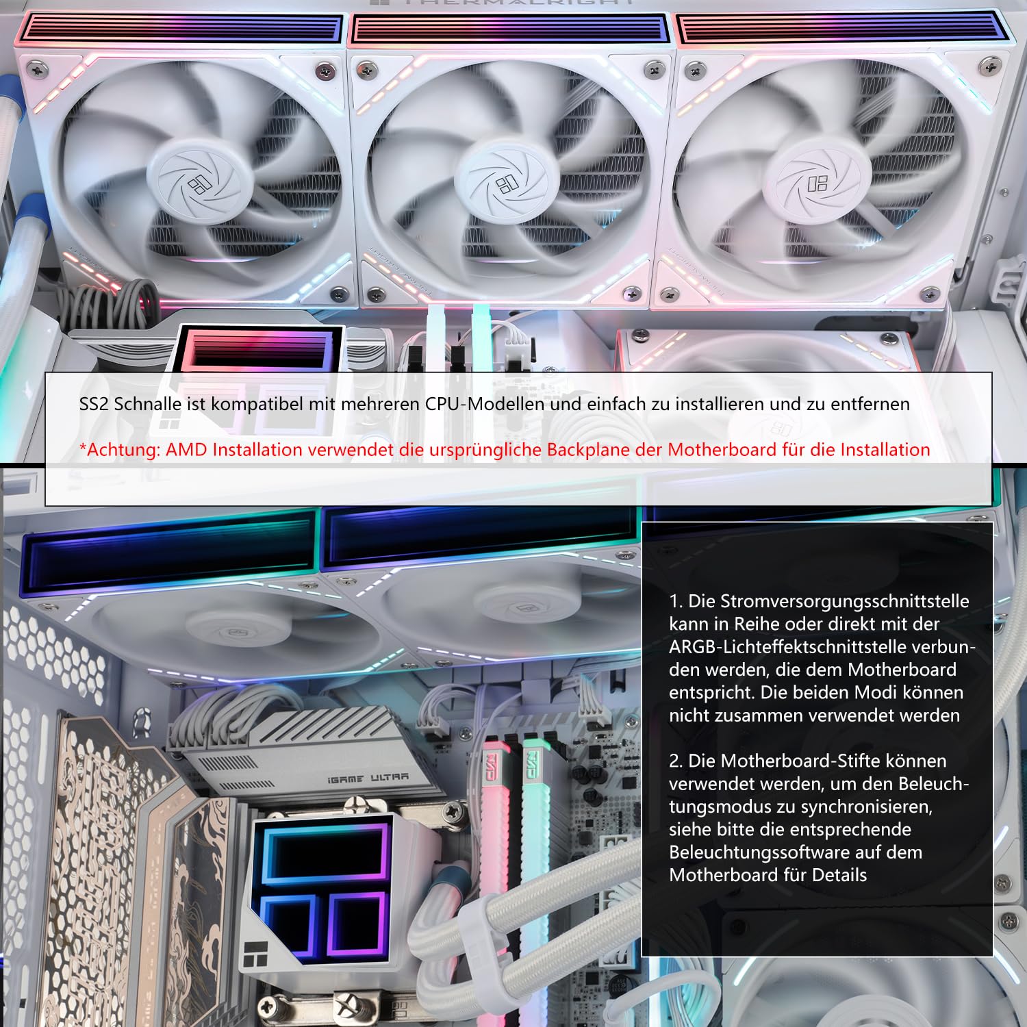 TR-Thermalright Frozen Infinity 360 Bianco Liquido CPU Radiatore, Radiatore Aio 360mm con Effetto Luce Infinity Mirror, 2000RPM, per AMD AM4/AM5, Intel LGA1851/1700/1150/1151