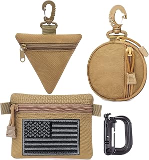2 Packs Tactical EDC Pouches Compact Mini Military Molle Utility Pouch Accessories Organizer Bags Coin Purse Keychain Pockets Credit Card Holder for Waist Pack