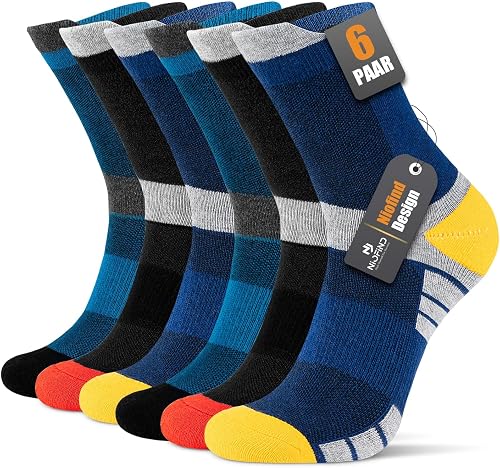 Niofind Calcetines Hombre, 6 Pares Calcetines Deporte Algodon, Anti-Ampollas, Anti-Olor, Absorbentes De Sudor, Transpirables, Calcetines Running Con Acolchado Para Correr, Trabajo, Ciclismo