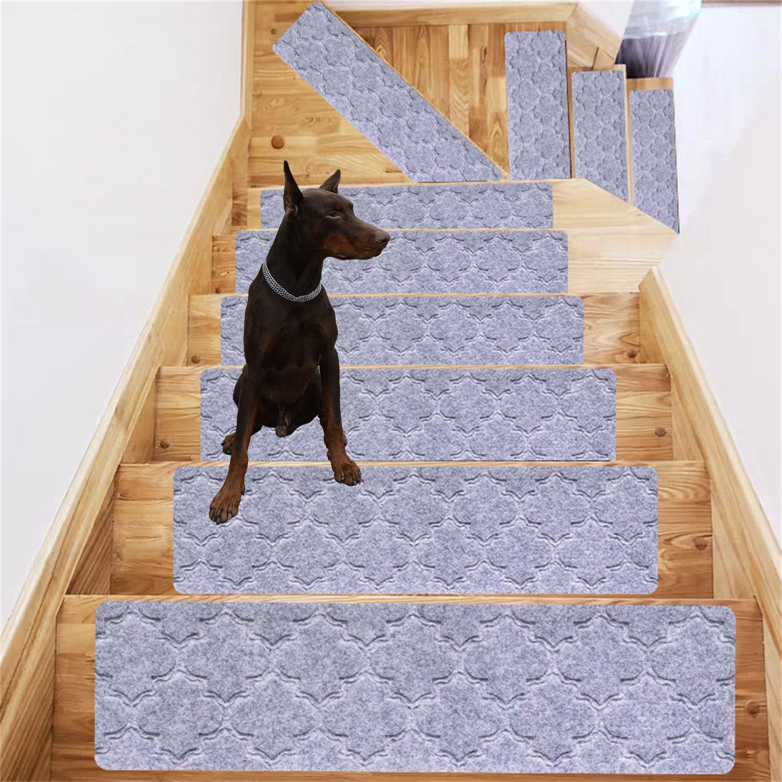 Alfombras autoadhesivas para escaleras en color gris plateado vintage de 2 unidades