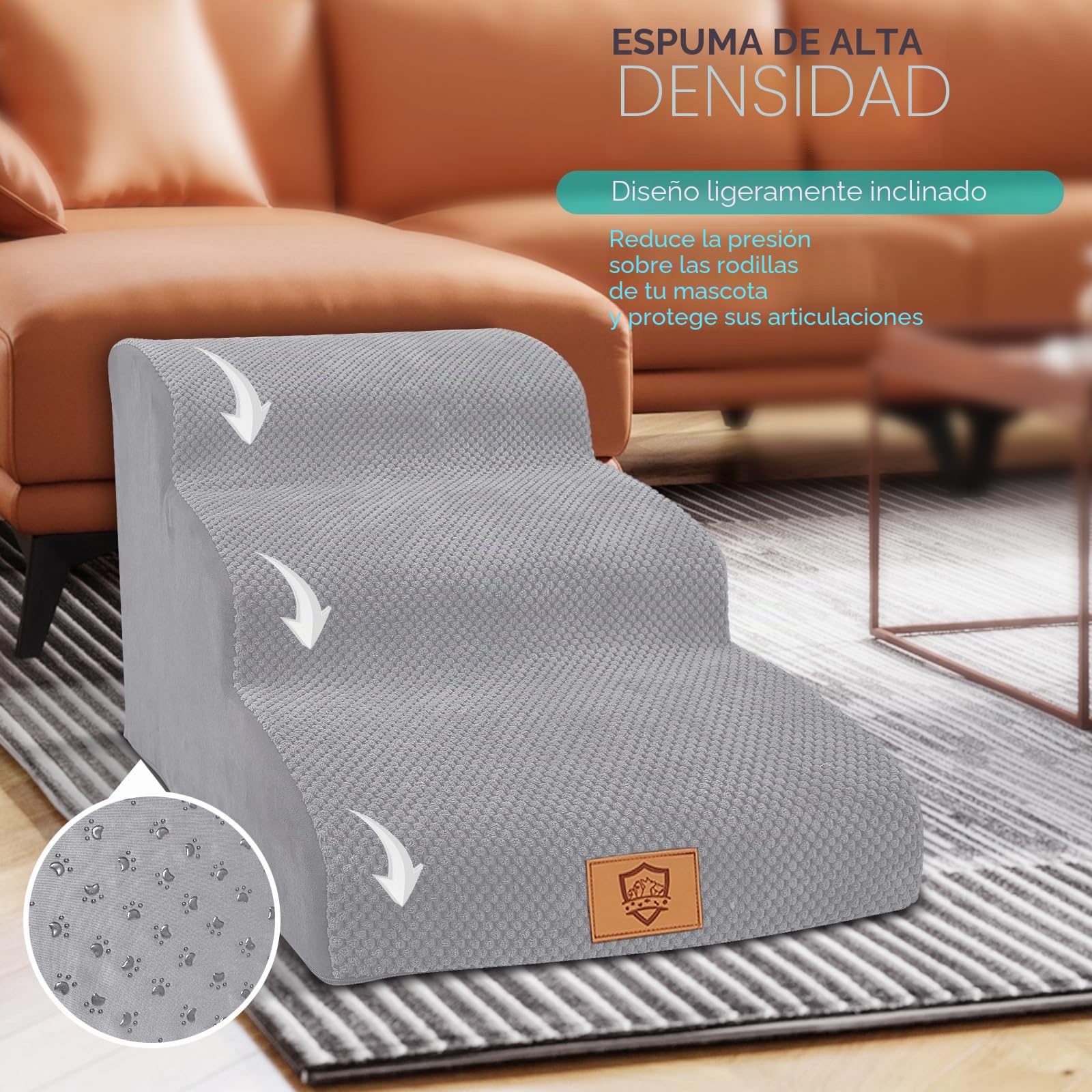 Myiosus Escalera para Perros y Gatos de 3 Peldaños, Escalera para Mascotas Pequeños, Esponja de Alta Densidad para Sofá Cama