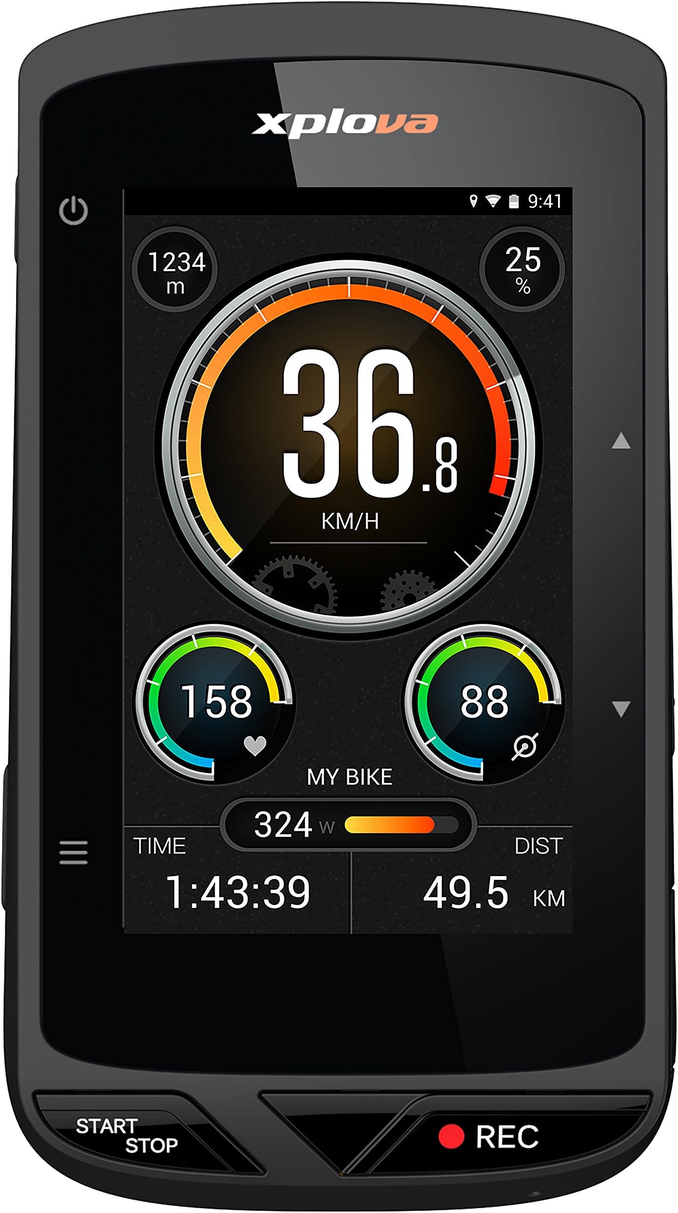 Xplova X5 Smart Bike GPS Computer with Integrated Camera, Black/Orange