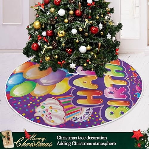 Miniatura 6 de Falda de árbol de Navidad para fiesta de cumpleaños, falda de árbol de 36 pulgadas, globos, tartas, faldas de árbol de Navidad, tapete de pie