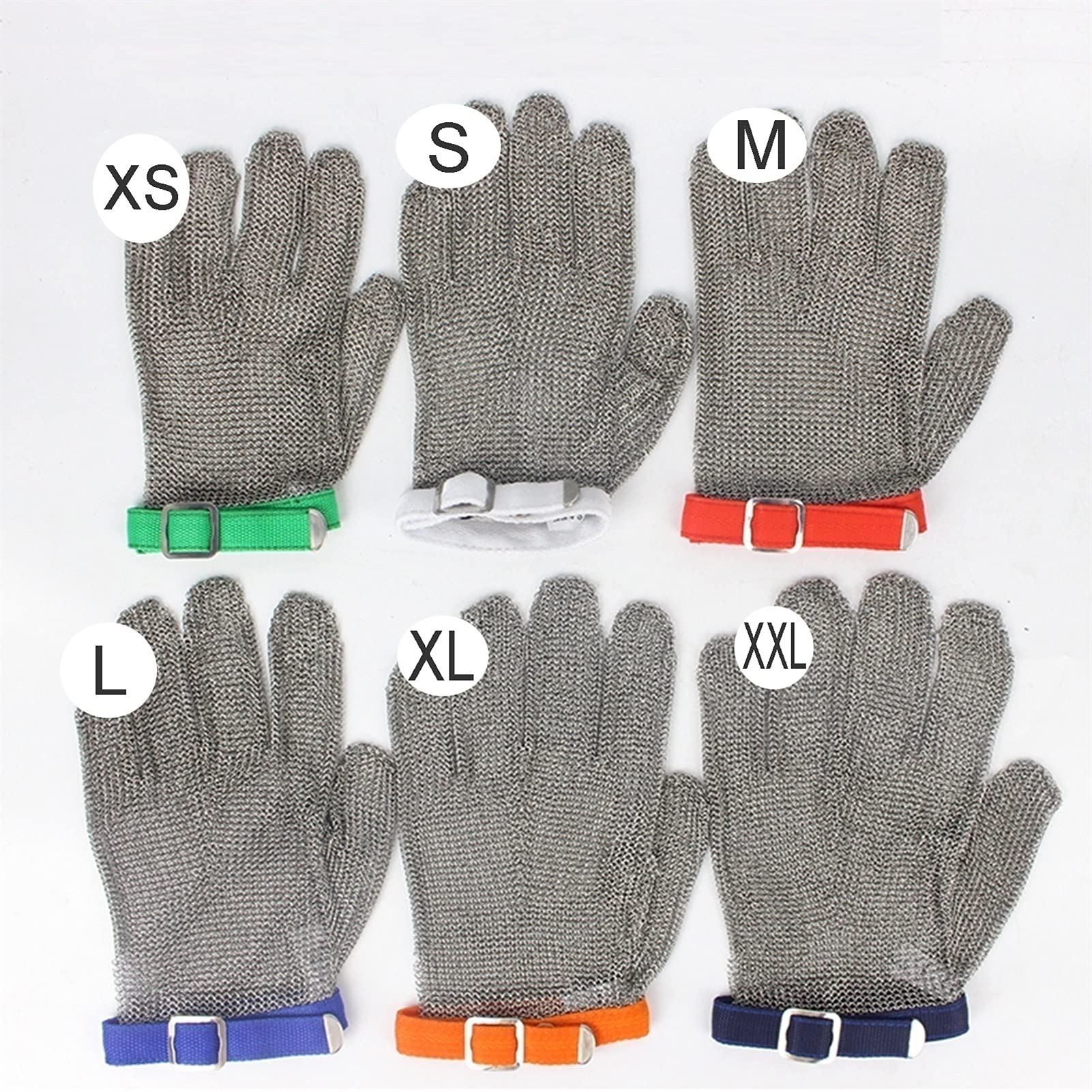 Guantes Anticortes, Guantes Resistentes a Cortes, de Grado alimenticio, Seguros para el Trabajo de Corte de Carne, Correa de muñeca Ajustable, protección de Grado alimenticio