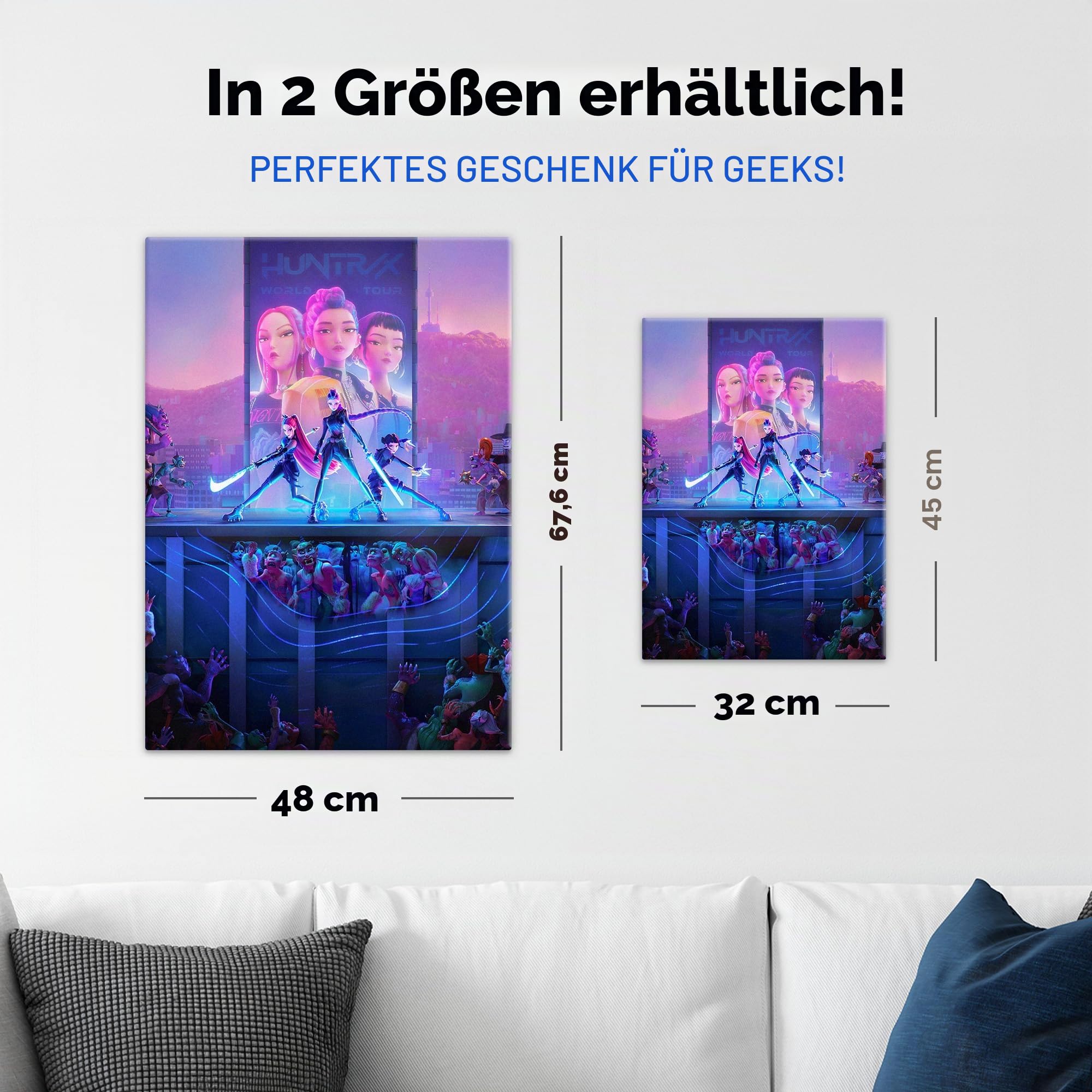 Displate Metallposter KPop Demon Hunters Wandbild (2025) - Netflix - Neon City Battle - Huntrix Kpop Geschenk – Premium Wanddekoration Wand Deko Wohnzimmer Film Poster - 32 x 45 cm