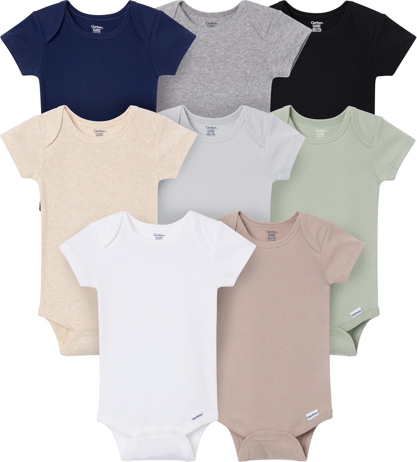 Gerber Baby 8-pack Solid Short Sleeve Onesies Bodysuits