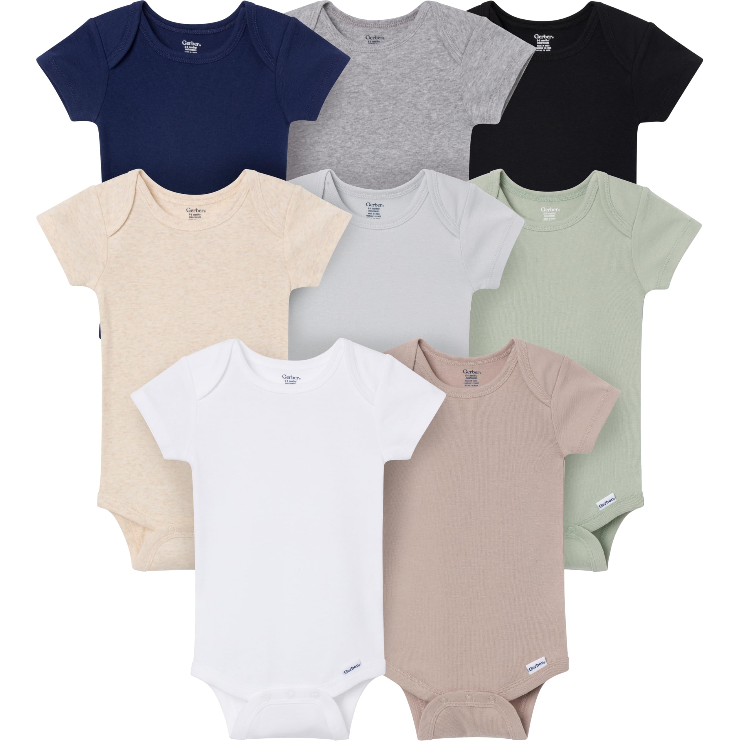 Baby Boys and Girls' 8-pack Short Sleeve Onesies Bodysuits