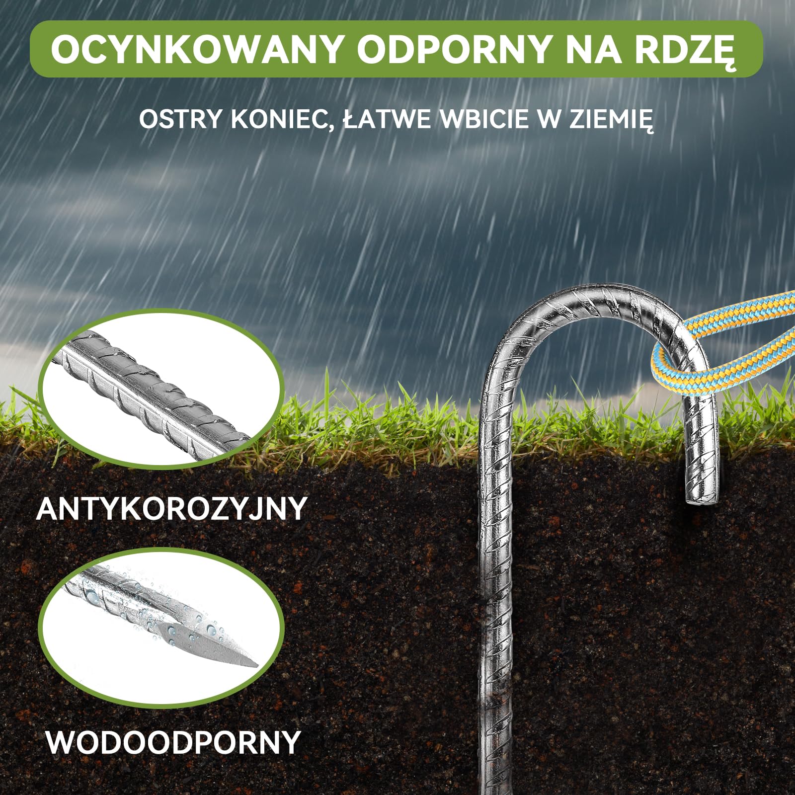 6 sztuk 30 cm Heavy Duty Kotwy do namiotów trampolinowych - paliki wzmacniające ze stali ocynkowanej pasujące do szop ogrodowych i huśtawek