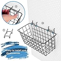 Vista 2 de G.CORE 2 Pack Pegboard Baskets, Metal Shelves Hooks to 1/8" 1/4" Peg Boards, Peg Board Baskets Bins Set - Organize Tools Workbench Accessories