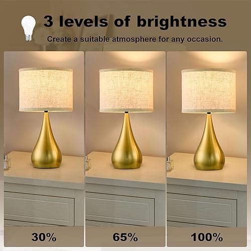 Miniatura 2 de Juego de 2 lámparas táctiles pequeñas y modernas de 18.1 pulgadas para mesita de noche, con regulables de 3 vías, lámparas de mesa para sala de