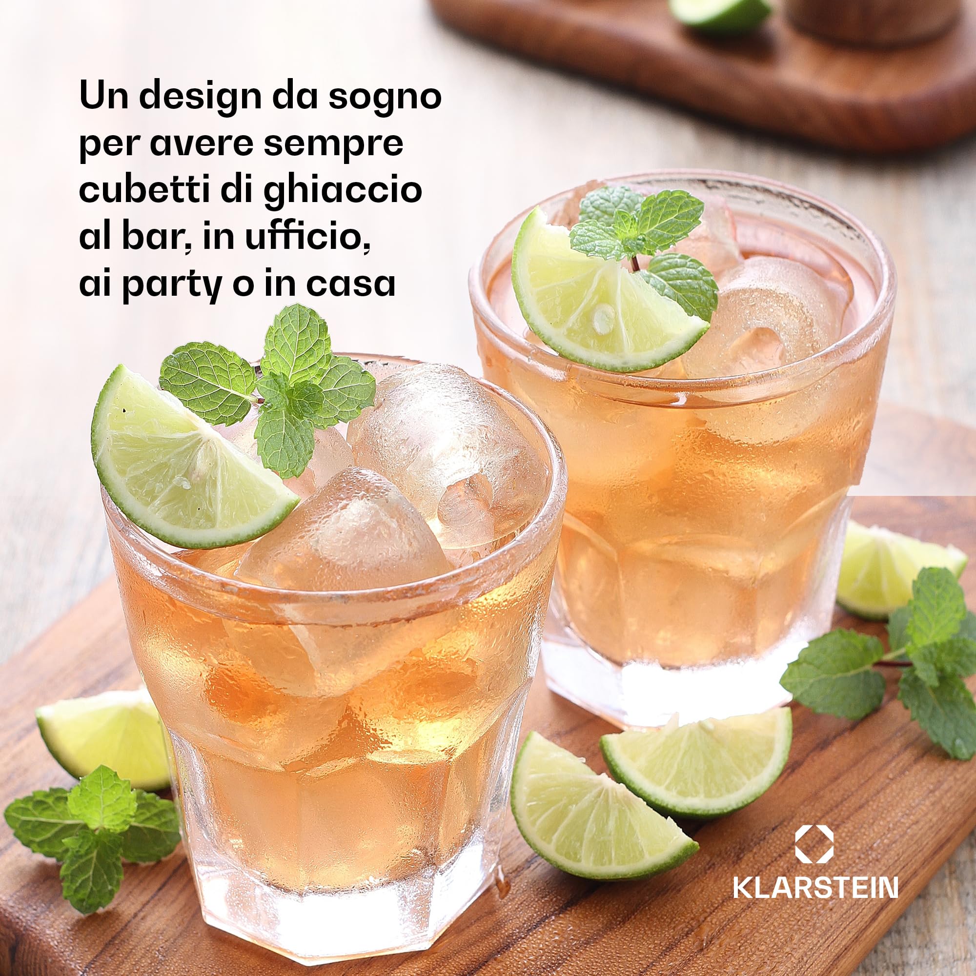 KLARSTEIN Macchina Ghiaccio 2.3L,Macchina del Ghiaccio Professionale,Fabbricatore Ghiaccio Secco fino a 15kg,Cubetti di Grandi e Piccole Dimensioni,Macchina Ghiaccio Casa Autopulente,Ice Maker,Oro
