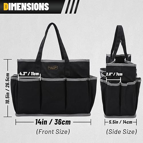 Miniatura 2 de Bolsa de Lona para Herramientas, Bolsa de Almacenamiento de Herramientas de Lona Encerada Resistente de 16 onzas con 1 Compartimento Grande y 10