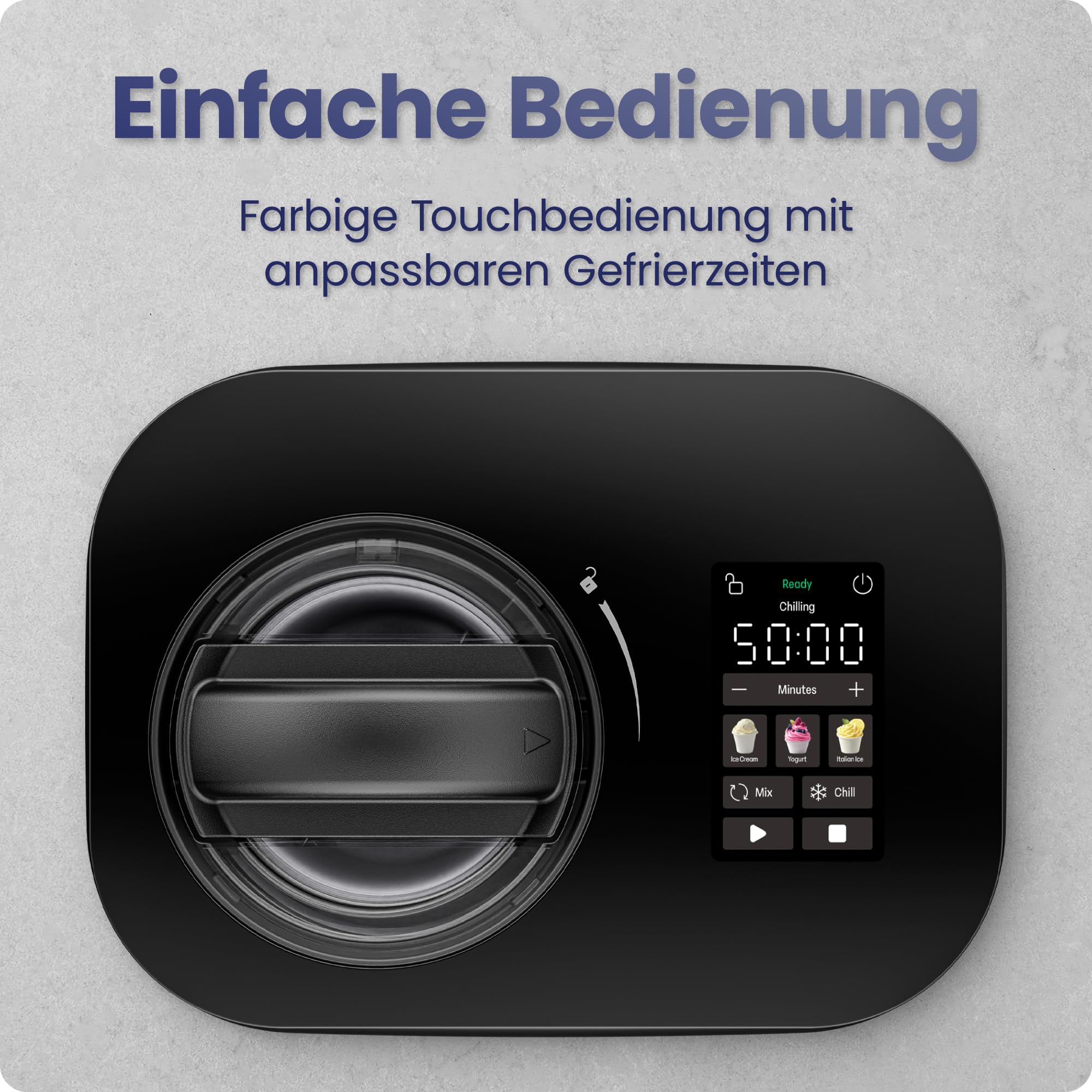 Chefman Iceman Eismaschine mit Kompressor, 2x 600ml, Digitalanzeige, 3 Voreinstellungen