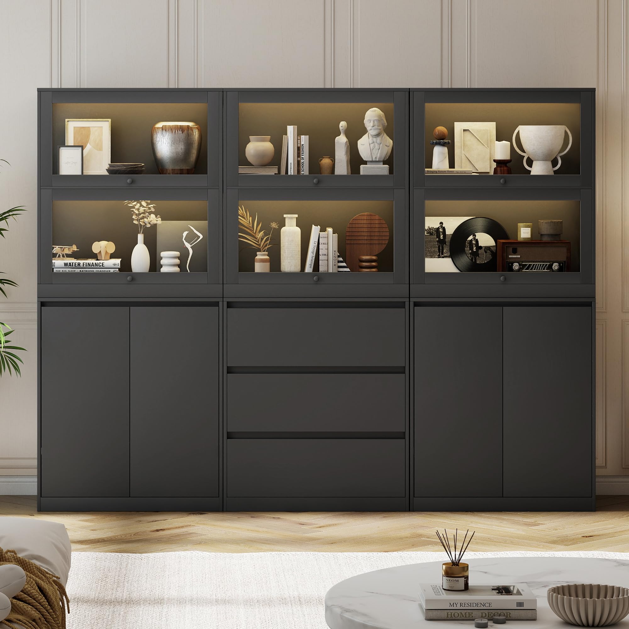 AMERLIFE 72" H DIY Modular Cabinet, 6-Piece Storage &amp; Display Units