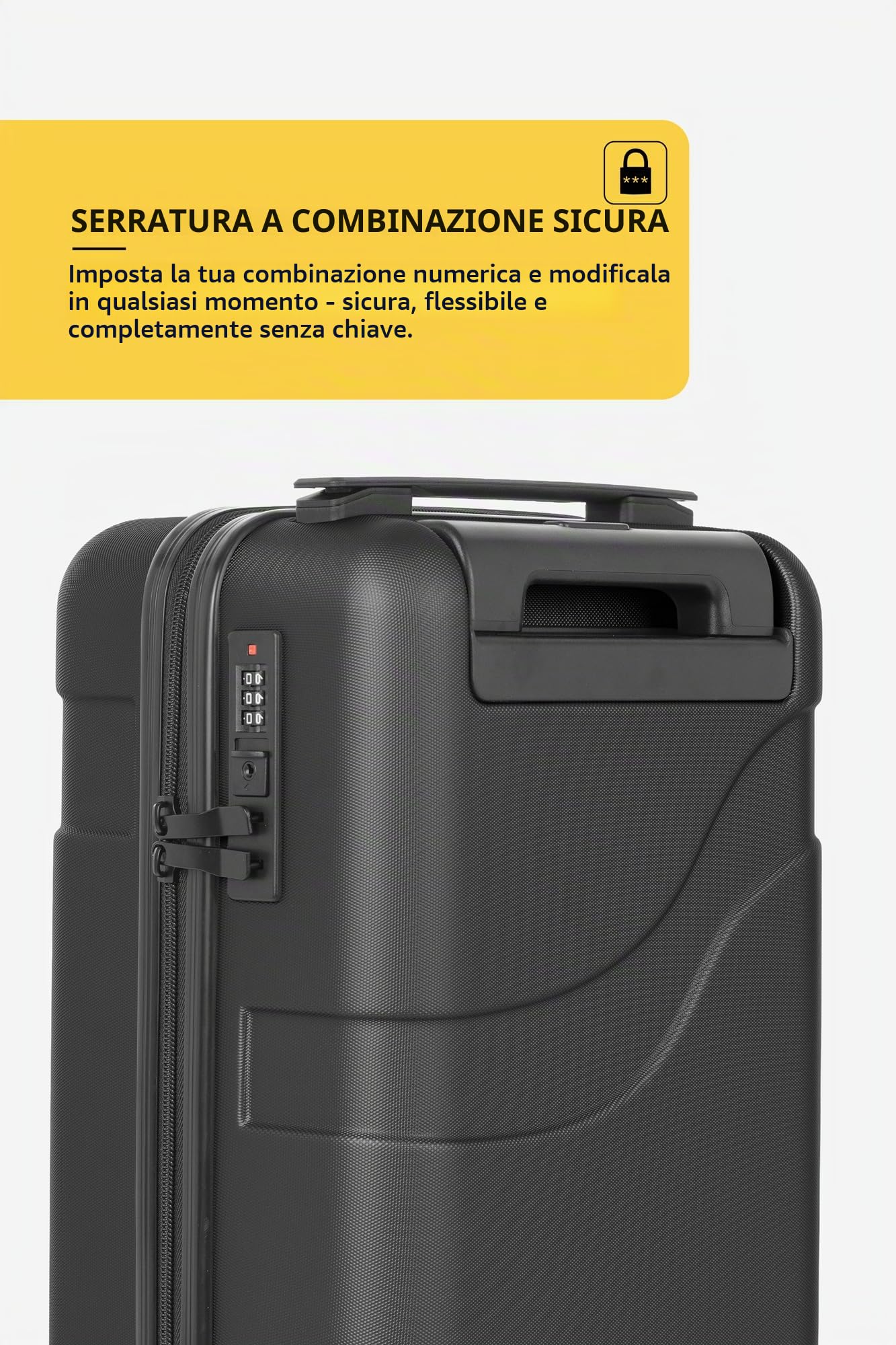 SUITLINE Clix-Lite - Valigia piccola da sottosedile 40x20x25 cm, Bagaglio a mano ruote staccabili, Altezza totale 47 cm, Mini Trolley rigido da Viaggio Aereo, Cabin bag max 20L, Nero