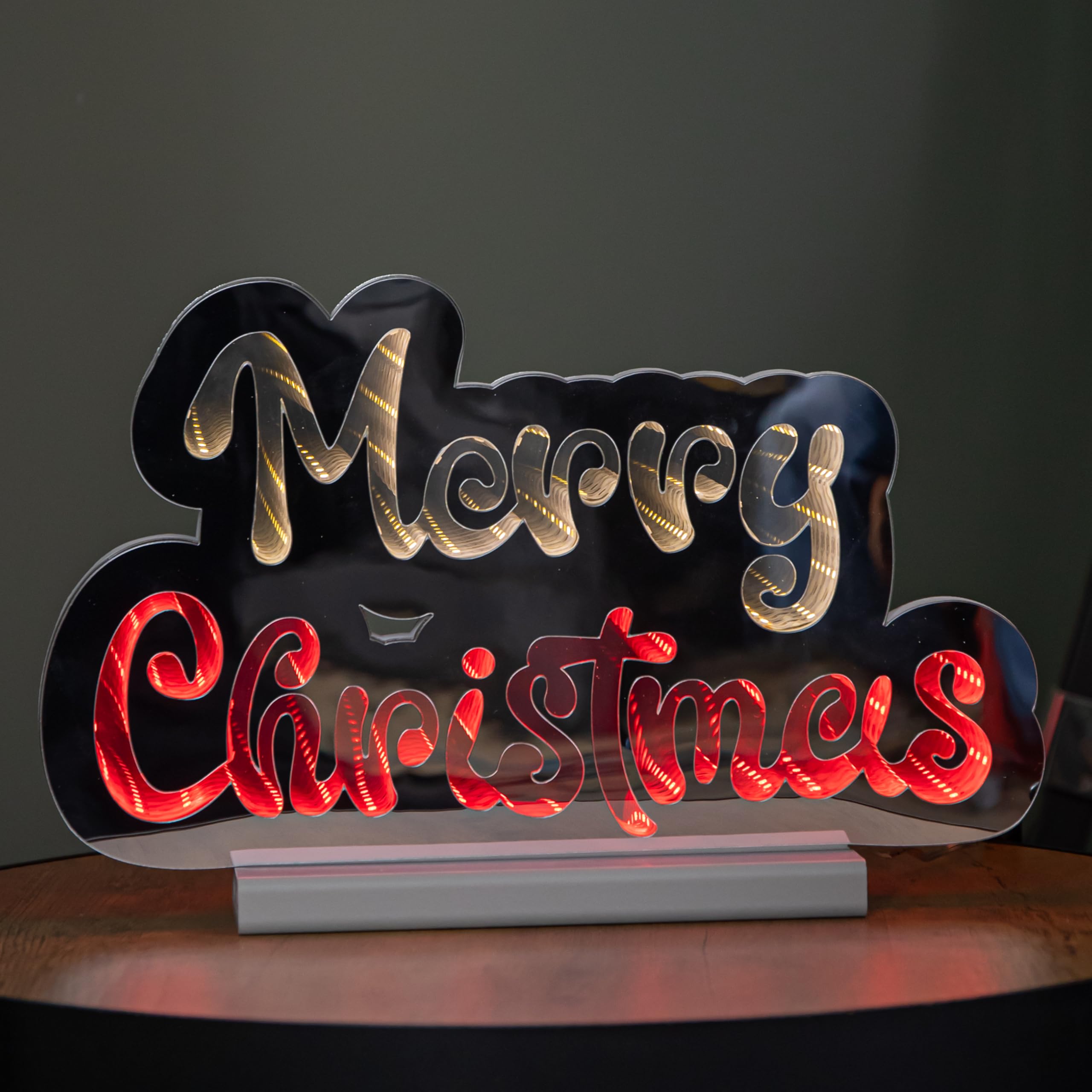 Samuel Alexander Merry Christmas Infinity LED Light Decoration - 32cm - Red/White