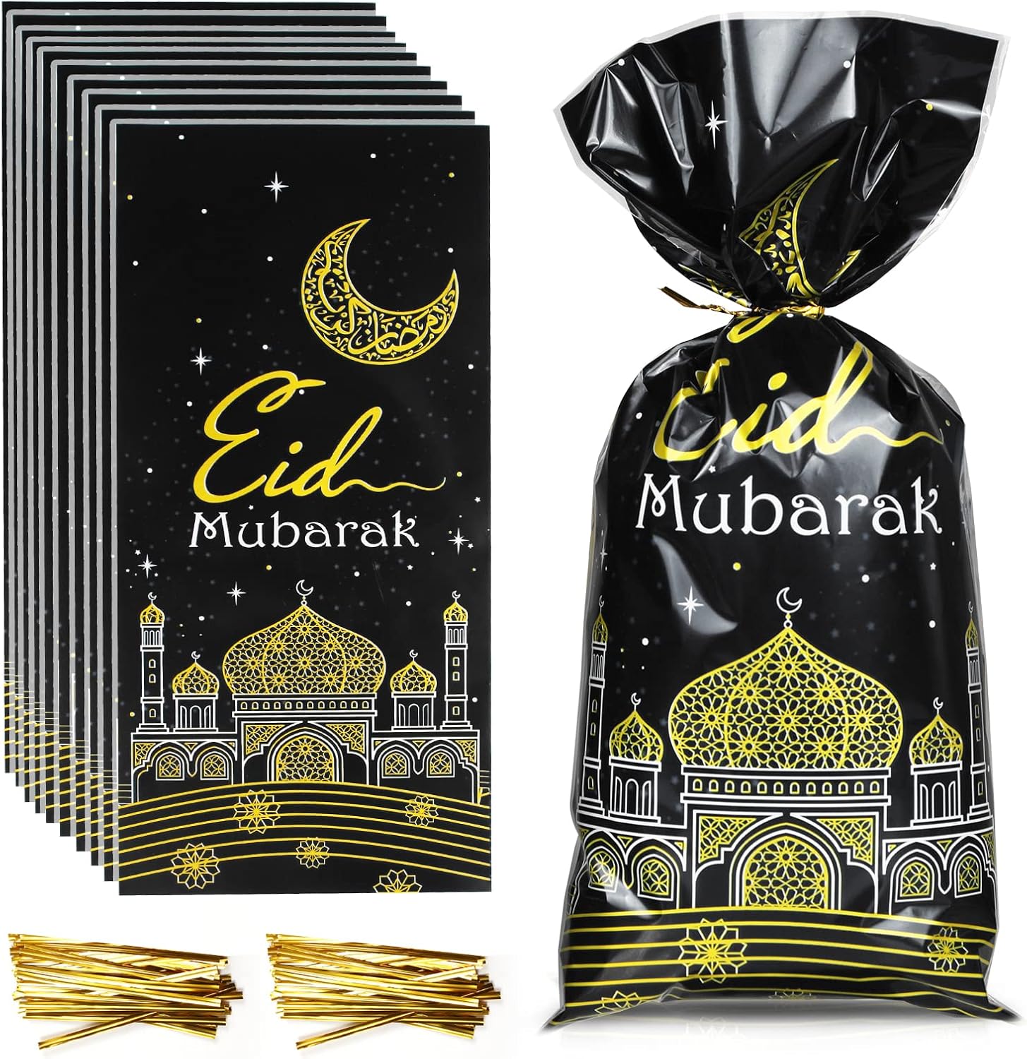 100 Sachet Bonbon Eid Mubarak, Sachets de Friandises de Fête Sacs