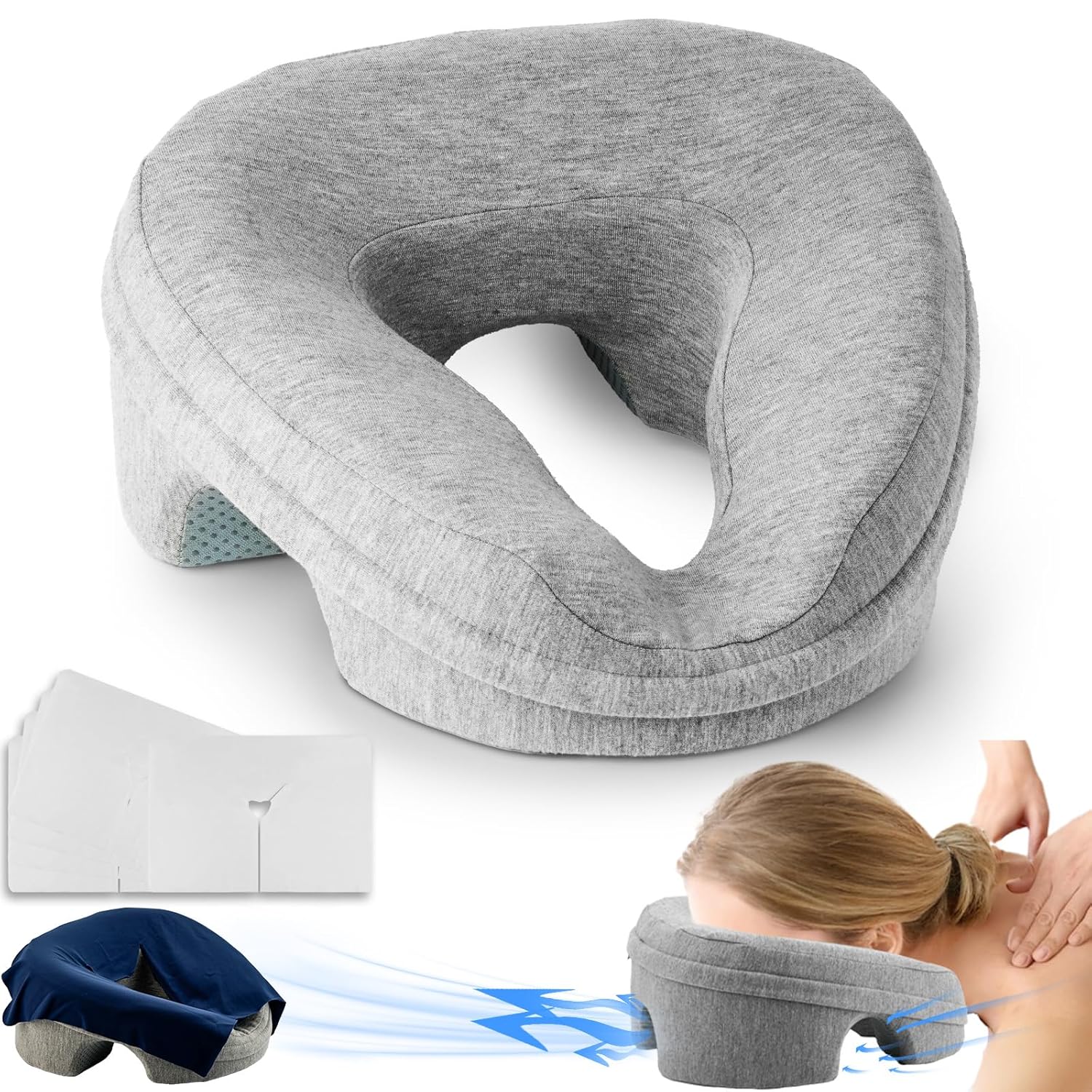 Face Down Pillow Massage Headrest for Bed Stomach Sleeping Pillow Face Cradle BBL Pillow After Surgery Post Eye
