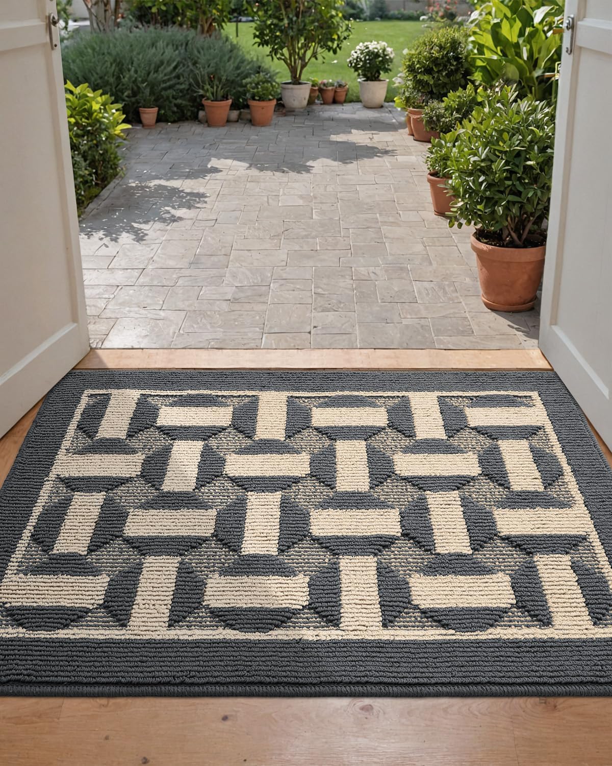 DEXI Front Door Mat Entrance Doormat Entry Mats, Welcome Washable Non Slip Low-Profile Inside House Entryway Floor Rugs, 24x36, Dark Grey 24"x36" Dark Grey