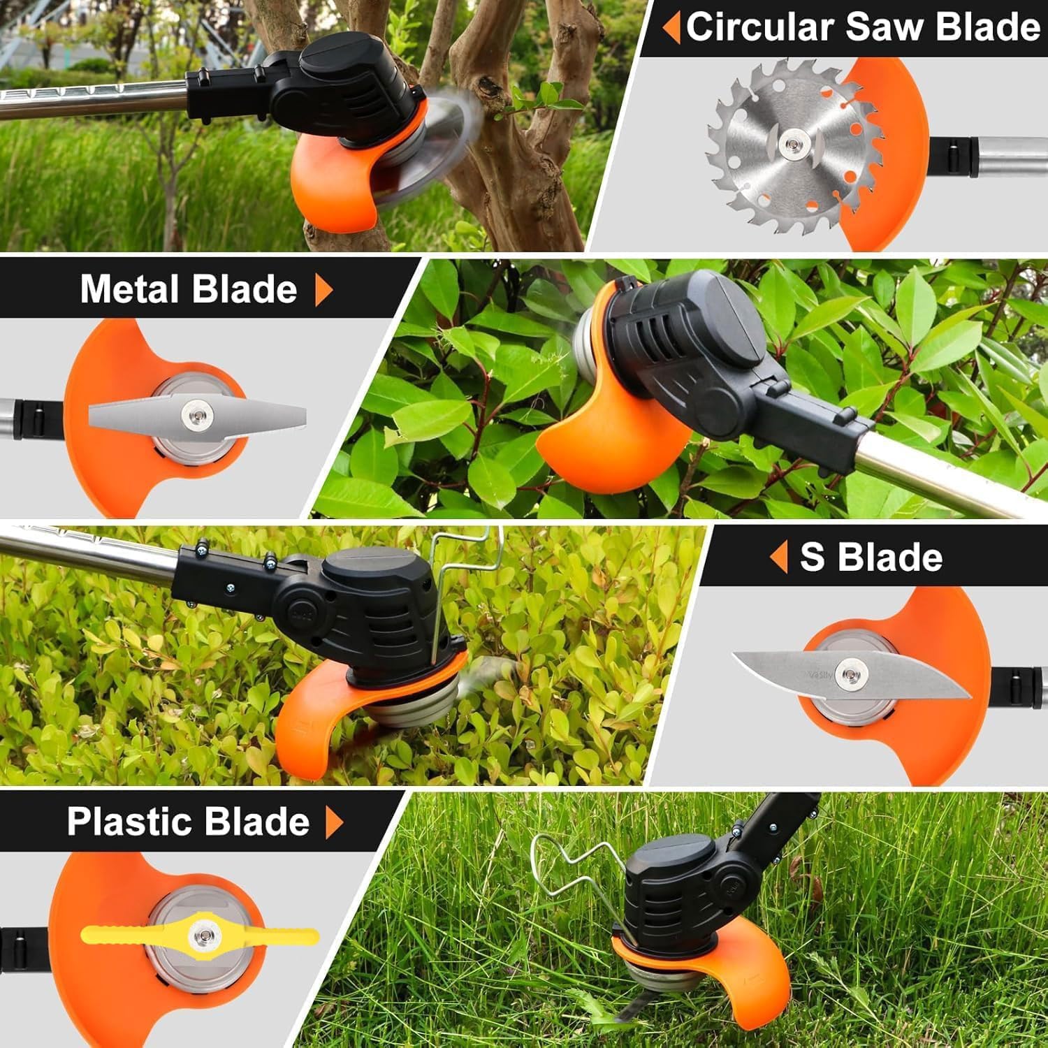 Weed Wacker-Electric weedwacker/Cordless String Trimmer/Edger Lawn Tool.It Comes with 2 Lithium Batteries and 4 Different Types of Blades.Electric Weed Wacker Suitable for Gardens and patios.