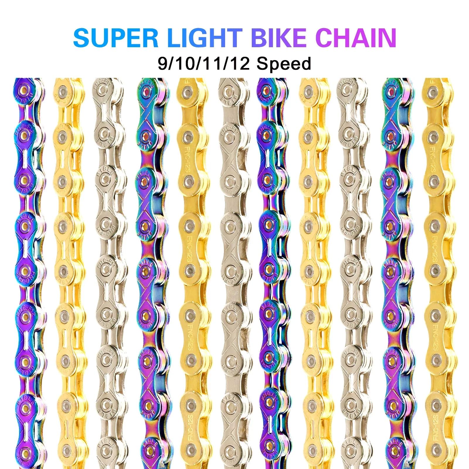 YLME Cadena de Bicicleta, Cadena de Bicicleta galvanizada de 9-12 velocidades 116L - Cadena Duradera para Bicicletas de Carretera y MTB para la mayoría de Bicicletas