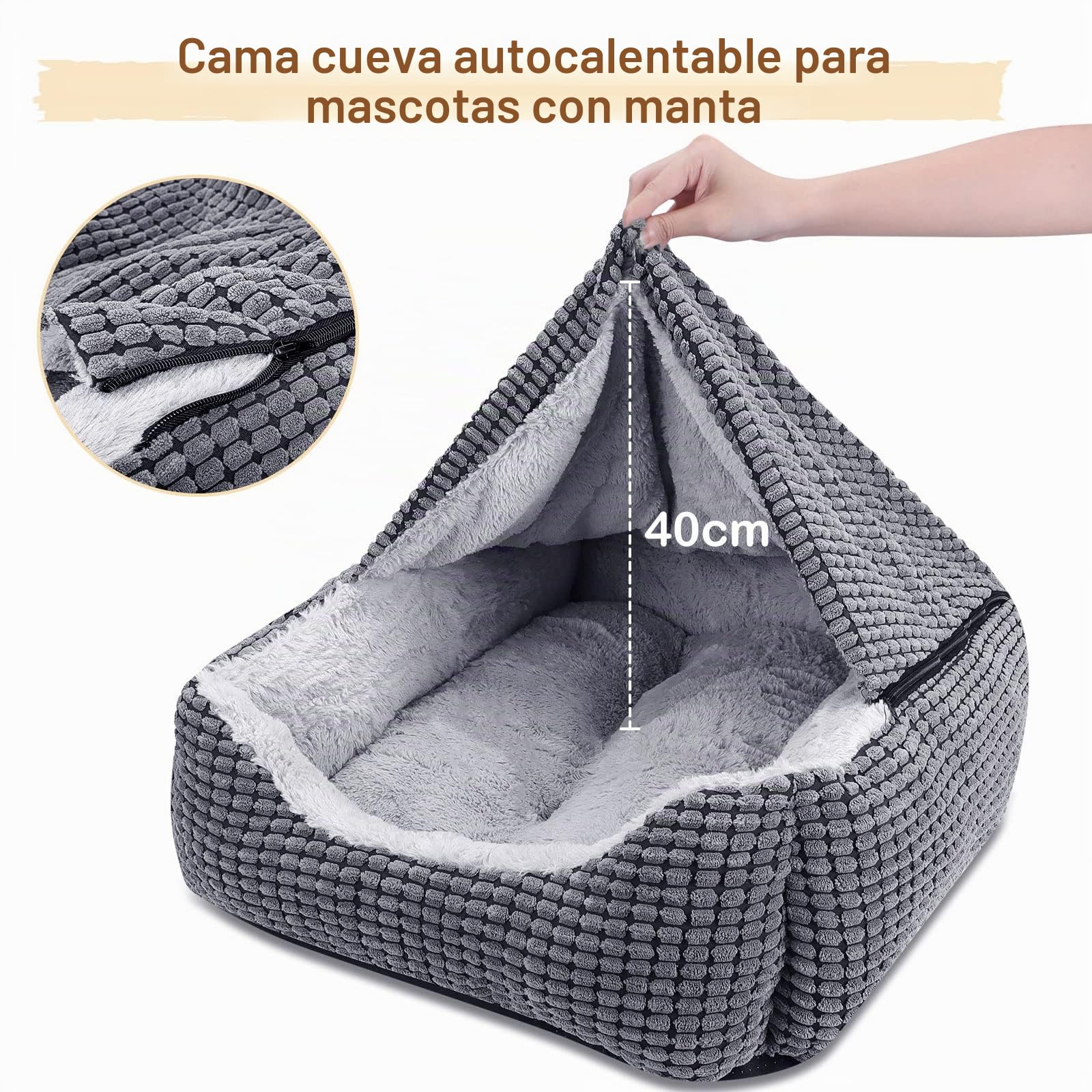 JOEJOY Cama para perros de tamaño mediano, cesta para perros con manta extraíble, cama para perros de pana mullida, lavable, antideslizante, sofá para perros con borde alto, cabe hasta 14 kg mascotas