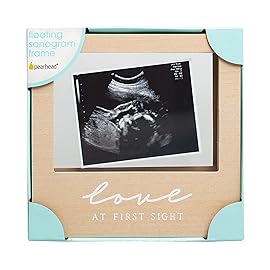 Pearhead Floating Sonogram Frame, Love at First Sight Ultrasound, Gender-Neutral Baby Gift, Wooden
