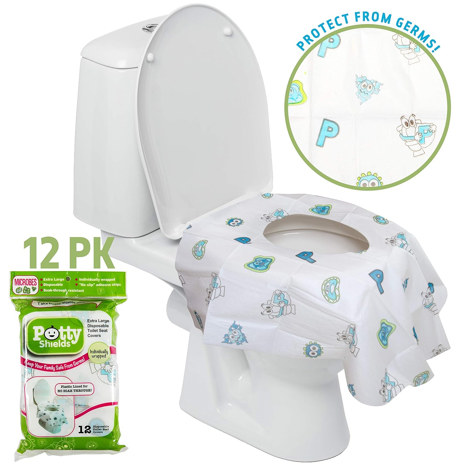 Toilet Seat Covers Disposable (40 Pack) - XL Waterproof Toilet Cover for Toddlers, Kids & Adults - Portable & Individually Wrapped for Travel, Potty Training, Vacations, Public Restrooms