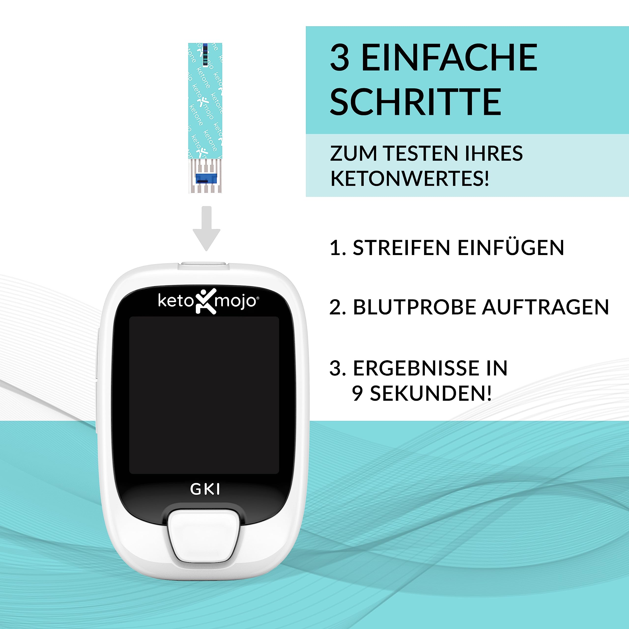 KETO-MOJO Teststreifen-Kombipaket NUR zur Verwendung mit dem GKI-Messgerät | 60 Blutzucker + 60 Blutketon (120ct)