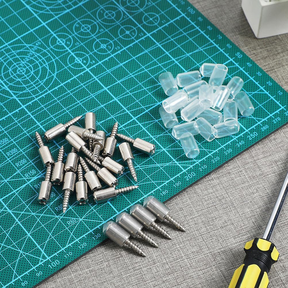 20pcs Cabinet Shelf Support Pins with 28mm Self-Drilling Screws and Plastic Sleeves, Shelf Pegs for Kitchen Cabinets, Bookshelves, and Furniture Shelving Holders