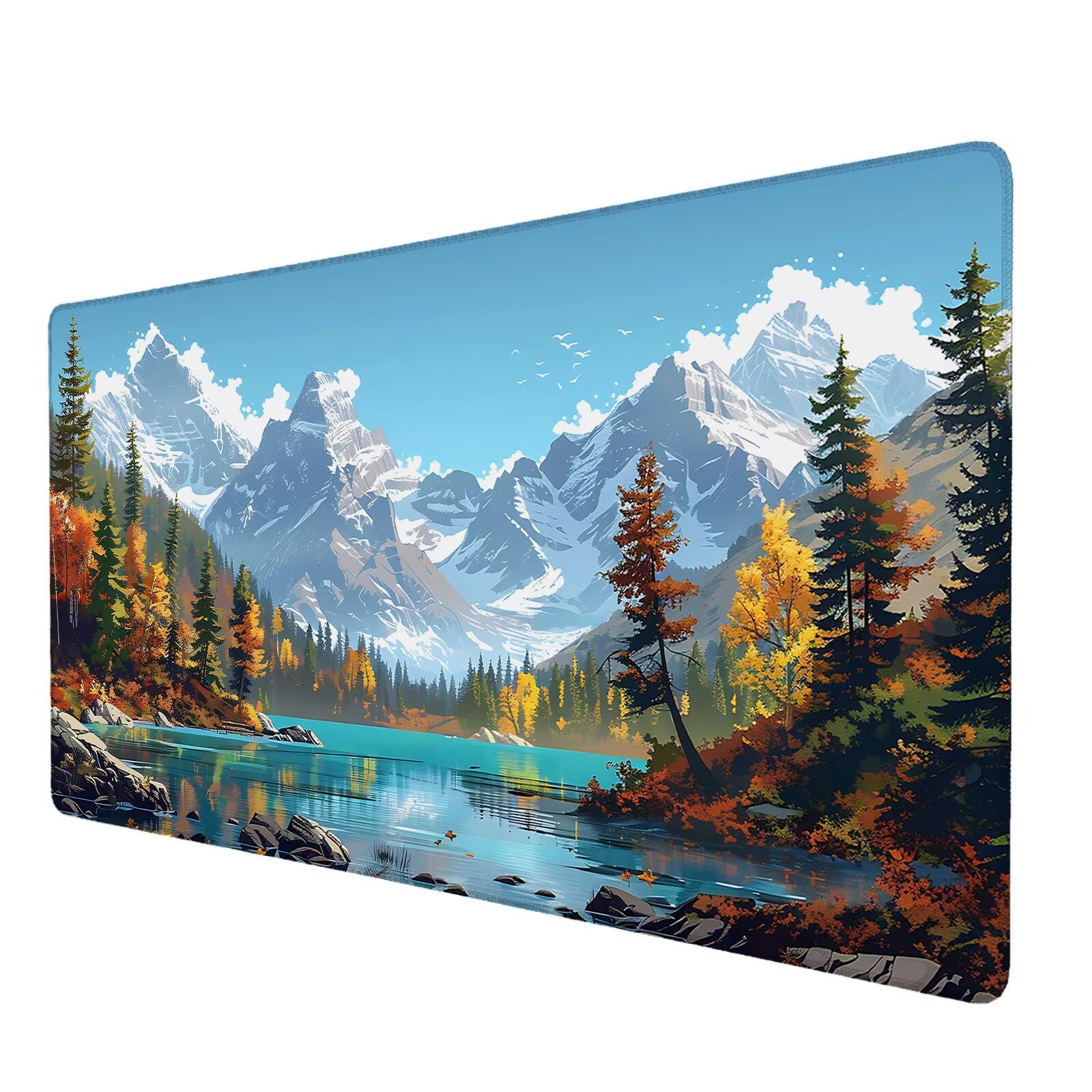 Podkładka pod mysz na jesień, duża podkładka pod mysz 900 x 400 mm, krajobrazowa podkładka pod mysz do gier, podkładka na biurko ze zszytymi krawędziami, podkładka pod mysz do klawiatury, do pracy