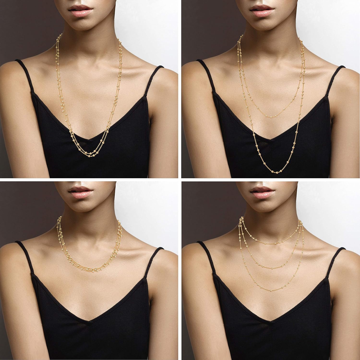 Miabella Italian 18K Yellow or Rose Gold Plated Beaded Ball Rosary Long Wrap Layering Station Chain Necklace for Women, 60"