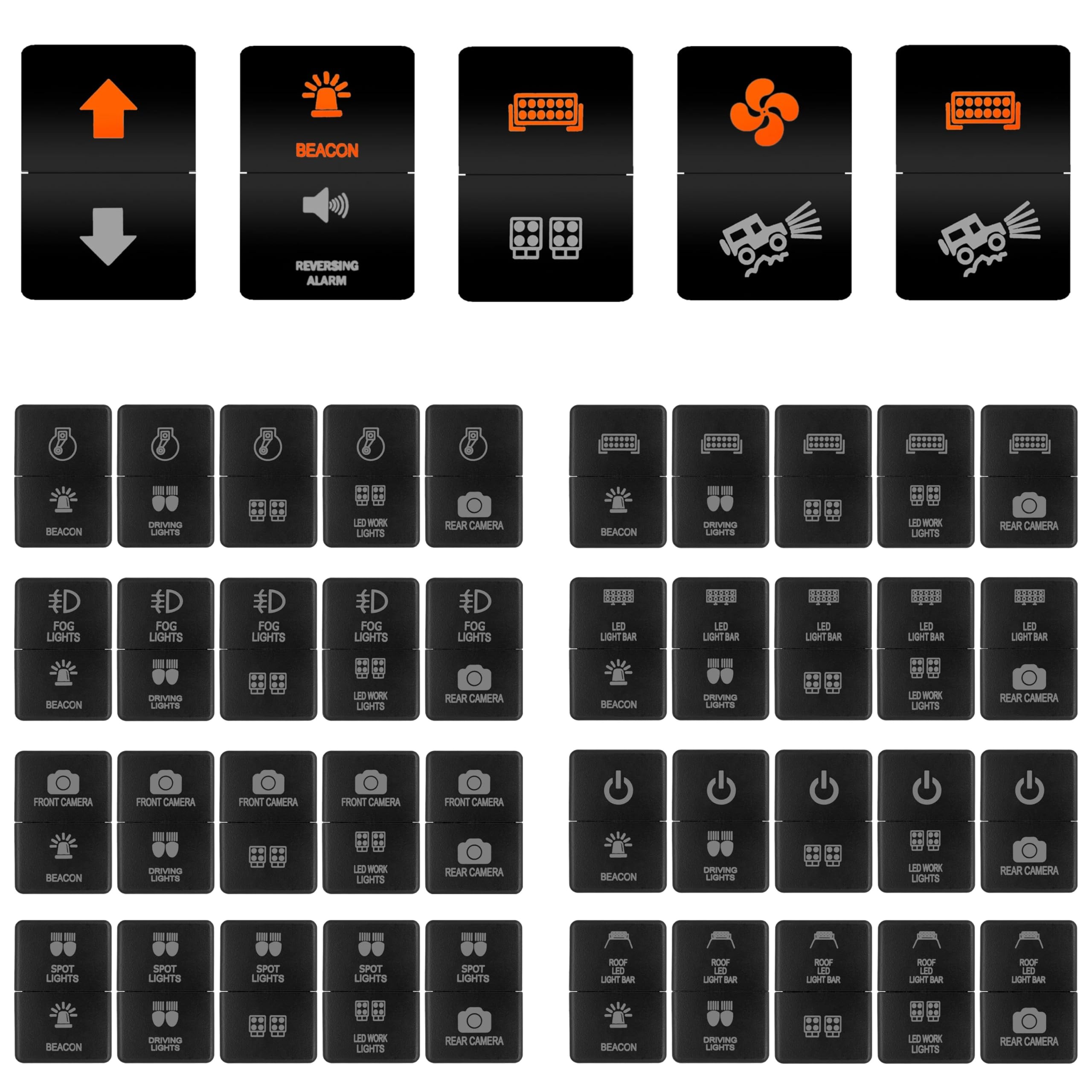 Podwójny przycisk przełącznika pomarańczowe światło LED pasuje do Toyota Prado Landcruiser RAV4 Hilux GUN HiAce 4 Runner Tundra Suzuki Jimny(Usb voltmeter)