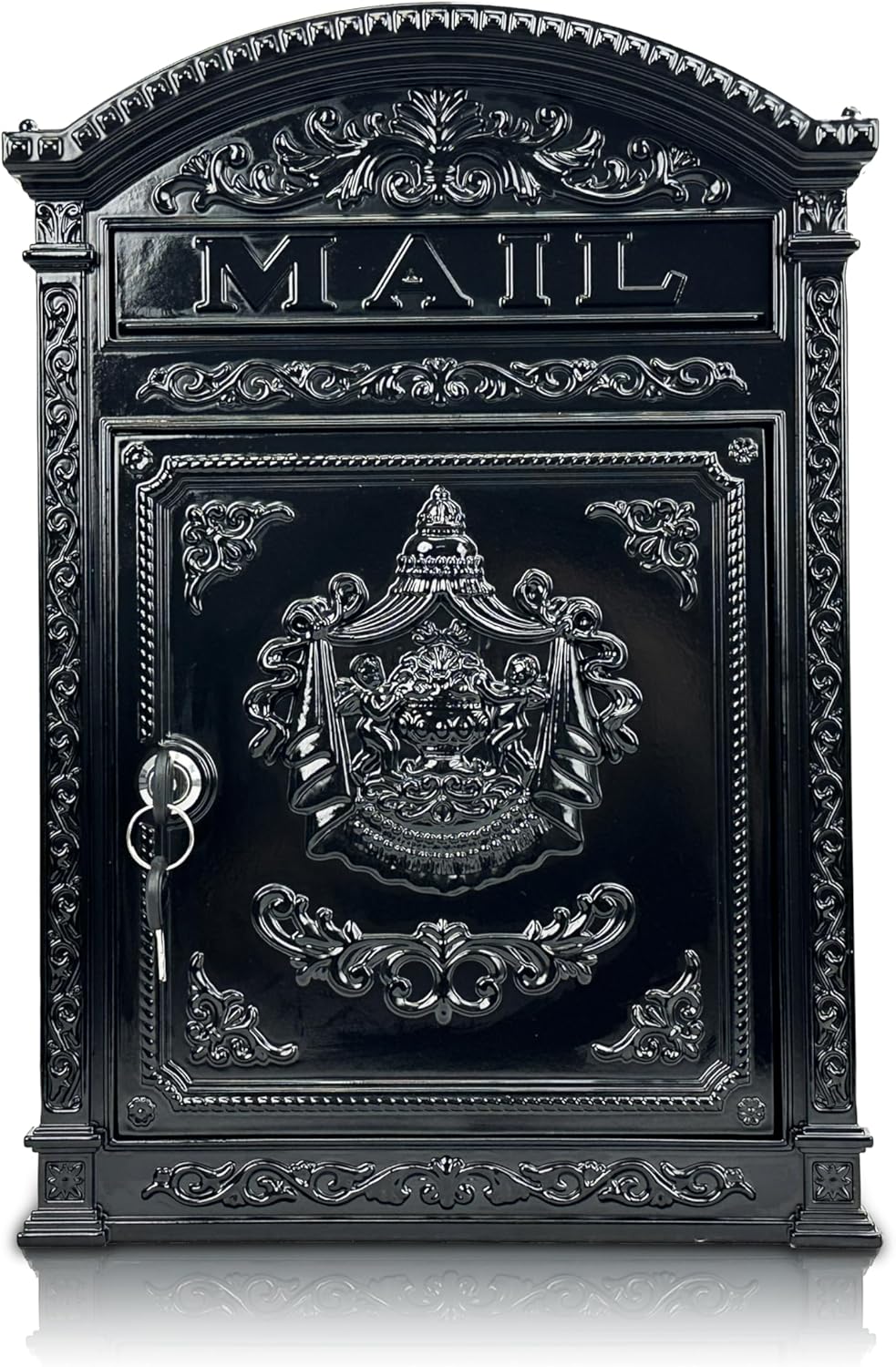 Vintage Mailboxes for Outside, Large Cast Aluminum Locking Mailbox, Weatherproof Metal Mail Boxes for House Outside, Decorative Mailbox Wall Mount for Home Outdoor(12.28"x17.51"x3.62")