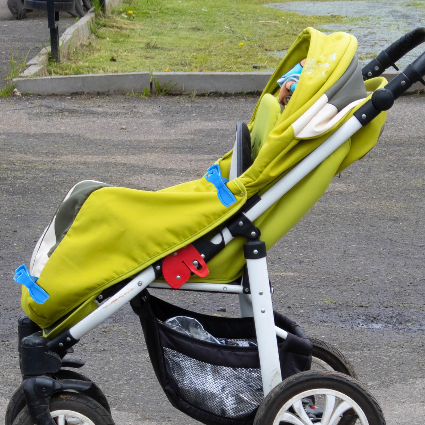 9 sztuk klipsów do wózka dziecięcego, klipsy do mocowania zabawek, osłony, ochrony przed słońcem na wózku dziecięcym, buggy, klipsy do fotelika dziecięcego – niebieskie