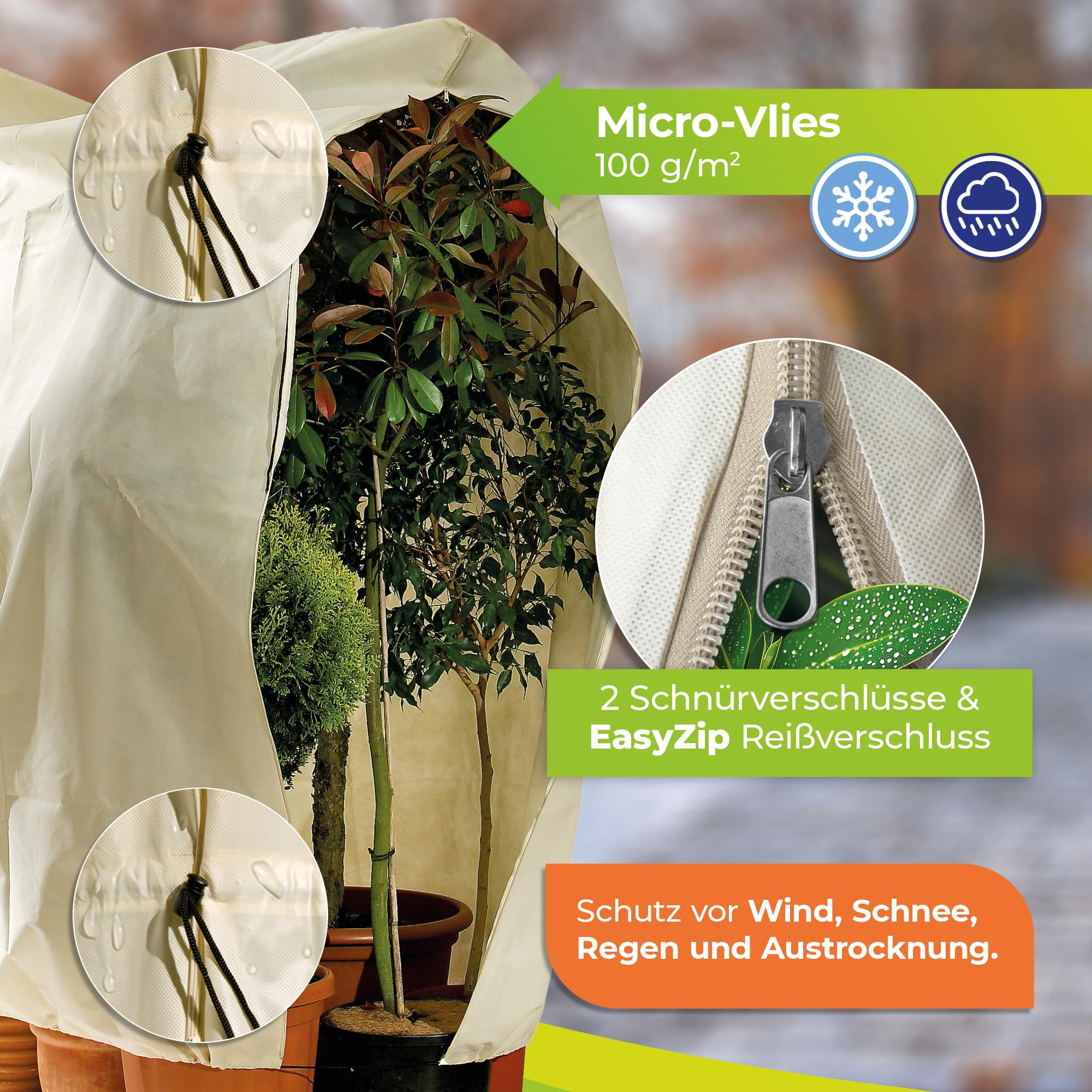 Bio Green VSB 080-060 Housse D’Hivernage S 80 X 60 Cm – Protection UV 3 Ans Pour Plantes